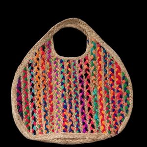 Olivia Miller Burlap Colorful Threaded Bag